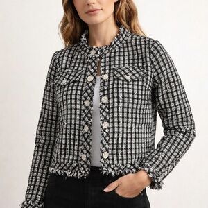 Women's Black and White Checkered Jacket